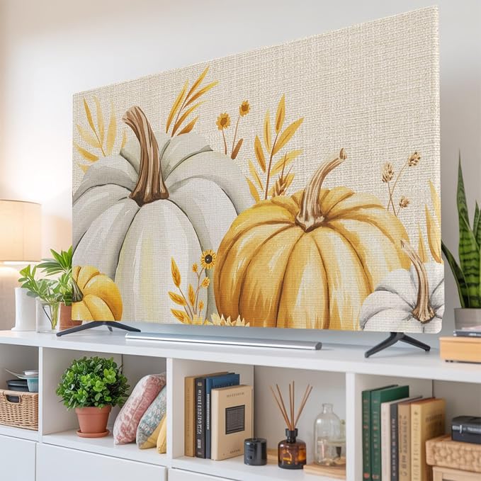 Thanksgiving Yellow Pumpkin Indoor TV Cover, Elastic TV Screen Protector Autumn - Image 6