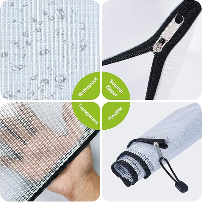 Plastic Mesh Zipper Pencil Pouches, A6 Size Zipper Documents Pouch Document - Image 5
