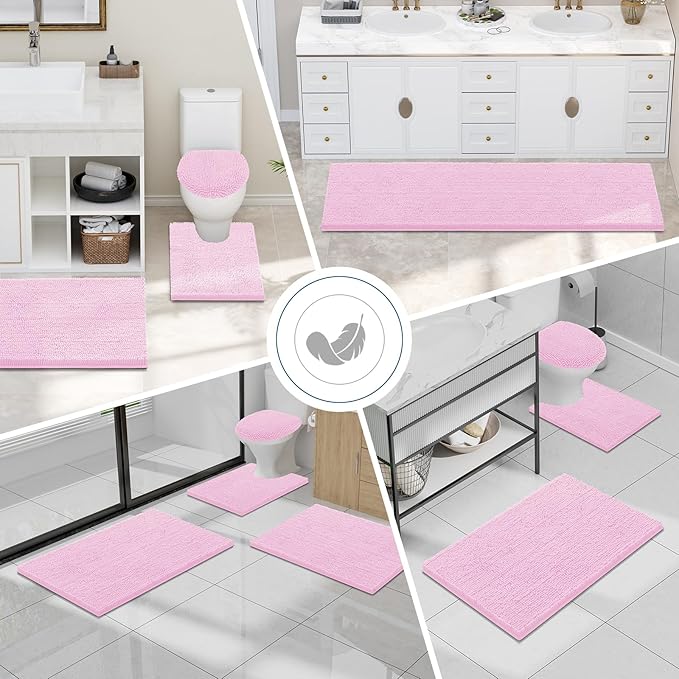 Smiry Luxury Chenille Bathroom Rugs 59x24, Extra Soft and Absorbent Shaggy Bath - Image 7