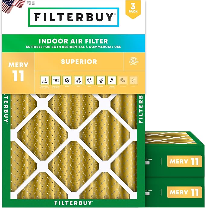 Filterbuy 24x25x4 Air Filter MERV 11 Superior Pet & Allergy Defense, by Filterbuy