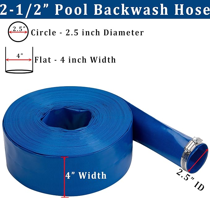 2-1/2 in x 100 ft Pool Backwash Hose Heavy Duty Drain Discharge Double PVC Lay - Image 2