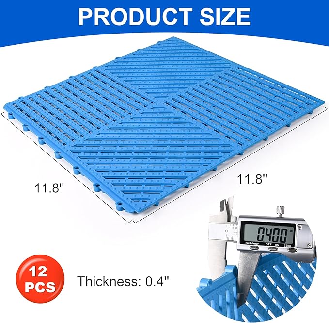 MYFAMIREA Modular Interlocking Cushion 12 Pack 11.8" x 11.8" Rubber Floor Tiles - Image 2