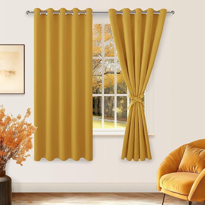 Hiasan Blackout Curtains for Bedroom, 60 x 63 Inches Length by Hiasan
