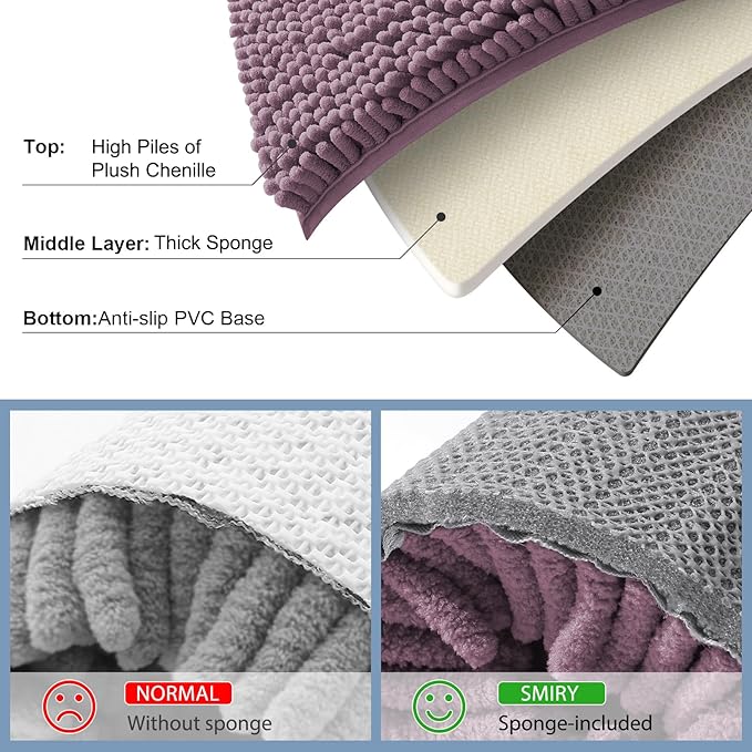 Smiry Luxury Chenille Bathroom Rugs 30x20, Extra Soft and Absorbent Shaggy Bath - Image 5