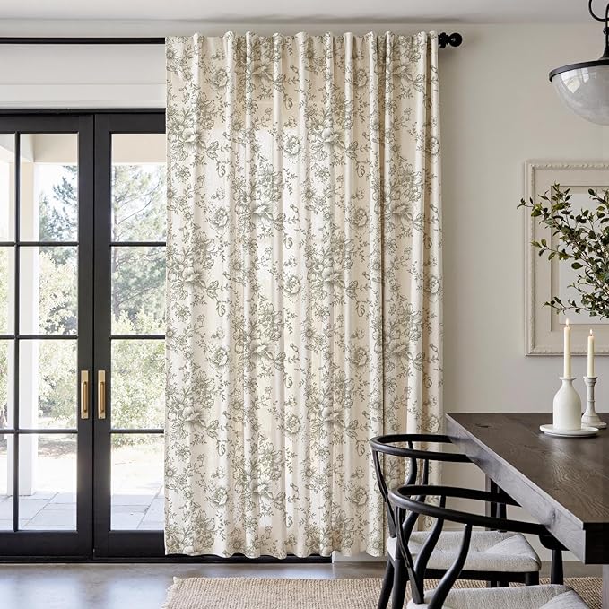 jinchan Linen Floral Curtains Extra Wide - Image 2