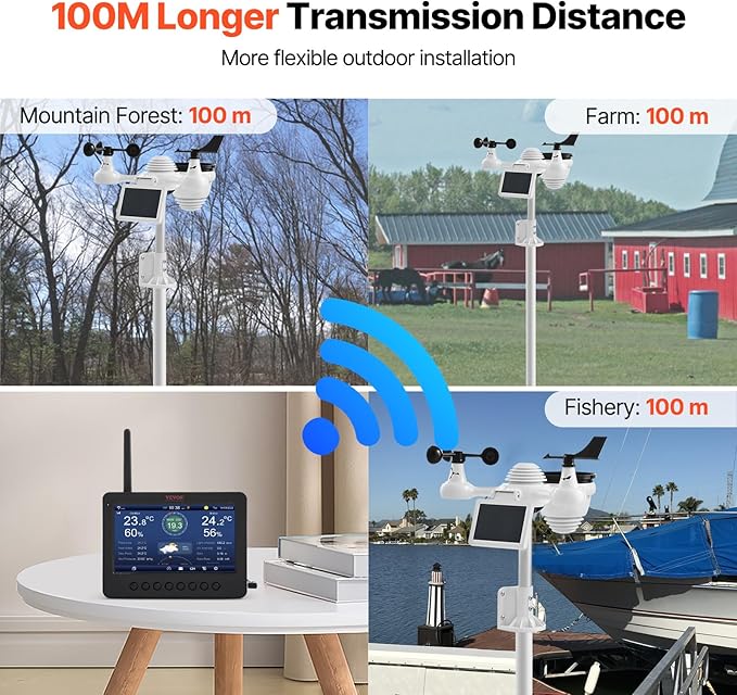 VEVOR 7-in-1 Wi-Fi Solar Self-Charging Weather Station - Image 7