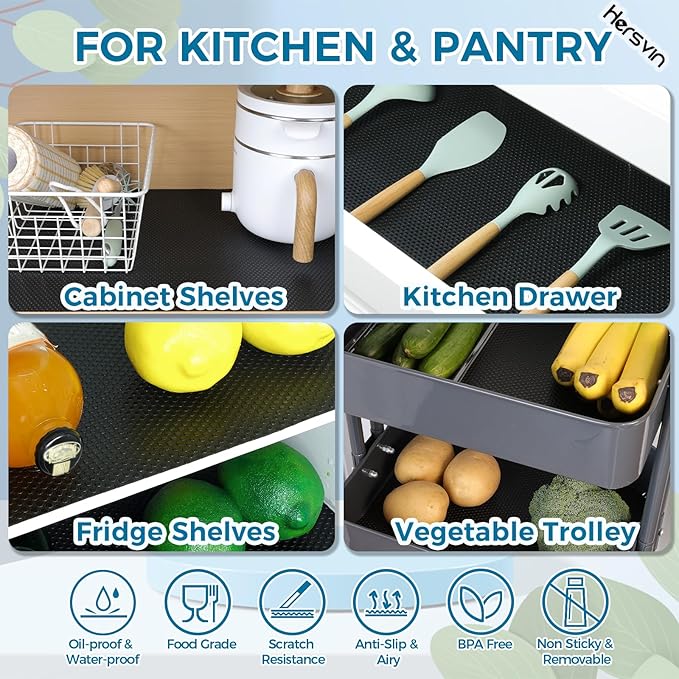 Hersvin Shelf Liners, 12 in x 20 ft Kitchen Drawer Mats, Non-Adhesive EVA - Image 7