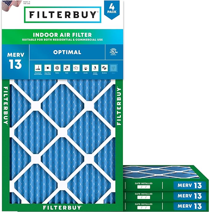 Filterbuy 14x22x1 Air Filter MERV 13 Optimal Smoke & Allergy Defense, by Filterbuy