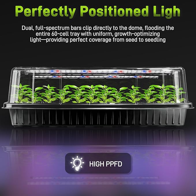 60-Cell Seed Starter Tray with Grow Light, Seedling Starter Trays with 4.08" - Image 3