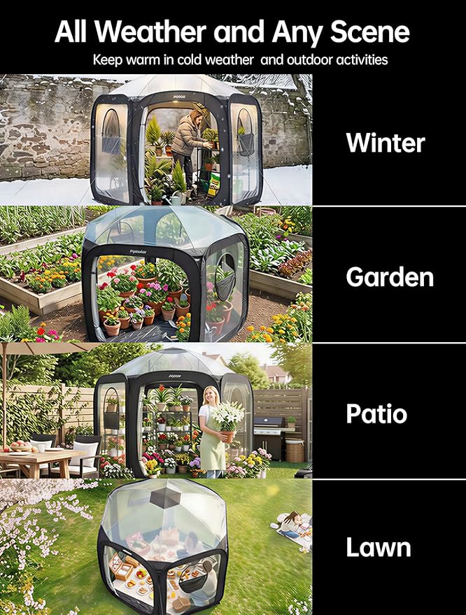 Porayhut Pop Up Greenhouse Tent, Portable Large Walk-in Plant House 10’X10’ - Image 5