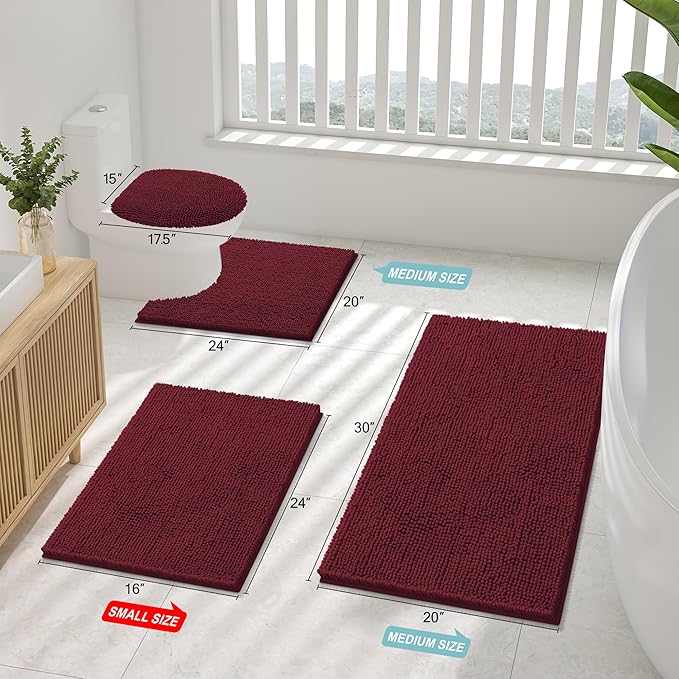 Smiry Luxury Chenille Bathroom Rugs 70x24, Extra Soft and Absorbent Shaggy Bath - Image 2