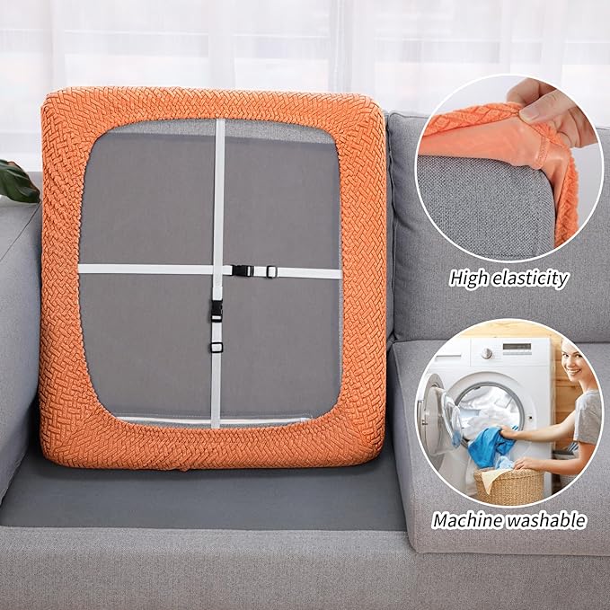 Fuloon Waterproof Couch Cushion Covers, Stretch Sofa Seat Cushion Slipcovers - Image 4