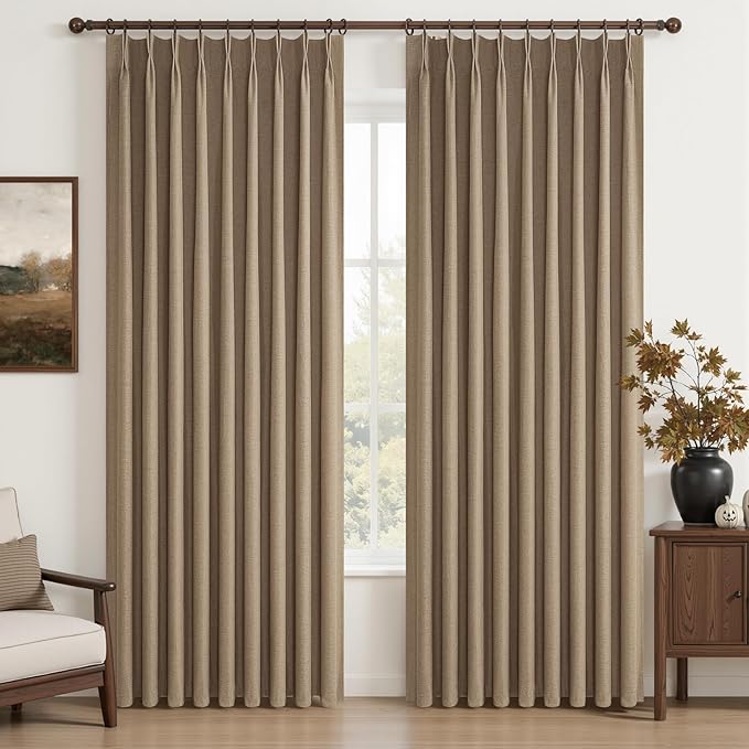 Curtains 60 Inch Length Wide Pinch Pleated Black Out Curtain 84 Inch Long by QJMYDECO