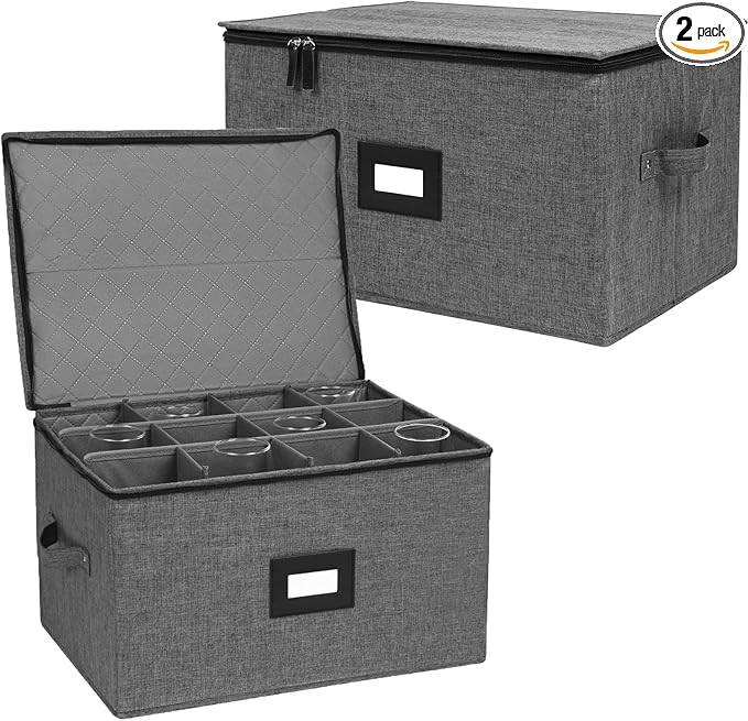 Mayniu Wine Glass Storage Box 2 Pack, Stemware Storage Containers Cases by Mayniu