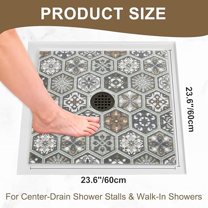 Square Shower Mat Non Slip: 24x24 Inch Extra Large Shower Mats - Image 7