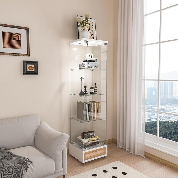 Yoluckea 4-Tier Glass Display Cabinet - Image 9