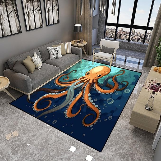 Wall-to-Wall Carpeting, Submarine Octopus Pattern Printing Moisture Barrier - Image 4
