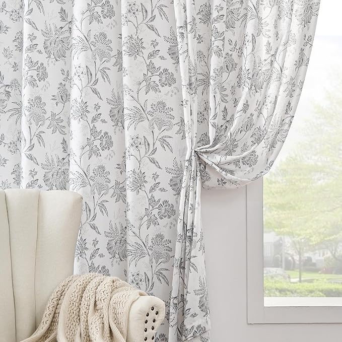 jinchan Linen Floral Curtains for Living Room, 84 Inch Length Curtains - Image 6