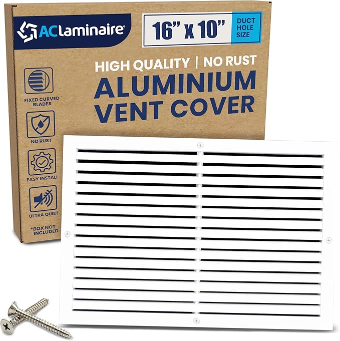 16x10 Inch Air Return Vent Cover Decorative – Premium Aluminum AC Vent Cover by LAMINAIRE