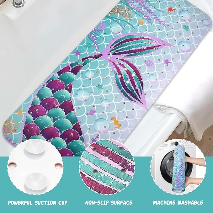 Mermaid Bathtub Mat Non Slip, Cute Baby Bath Mat - Image 3