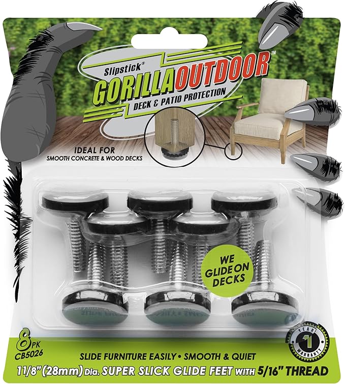 Slipstick Gorilla Outdoor Adjustable Furniture Levelers Weatherproof Screw in by Slipstick