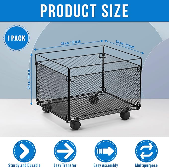 Harloon 1 Pack Mesh Rolling File Carts - Image 3