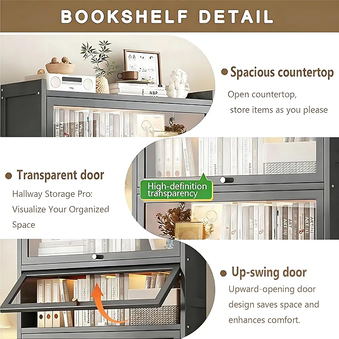 Curio Display Cabinet with Acrylic Glass Door, Large Capacity Storage Cabinet - Image 3
