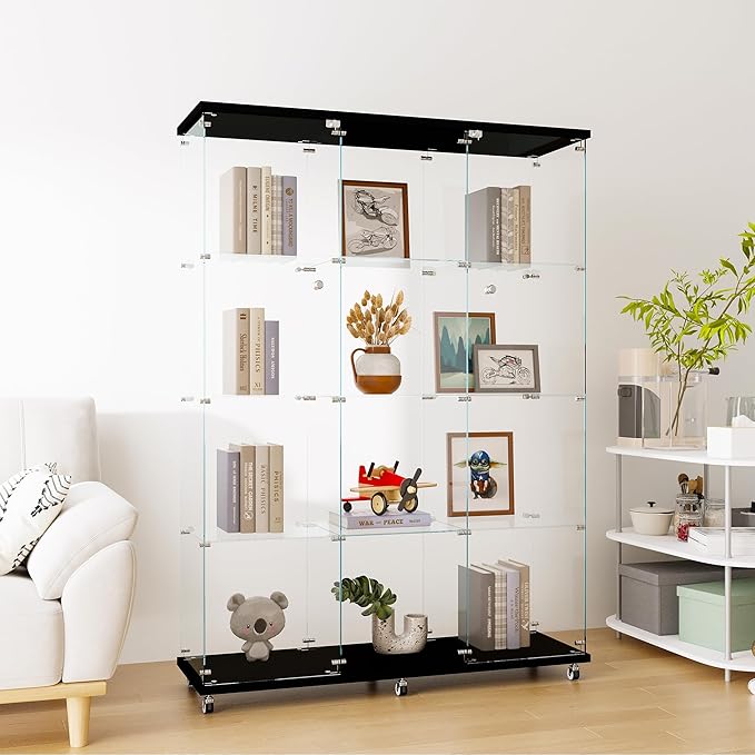 Yoluckea 4 Shelves Glass Display Cabinet Extra Large, Curio Collection Glass - Image 3