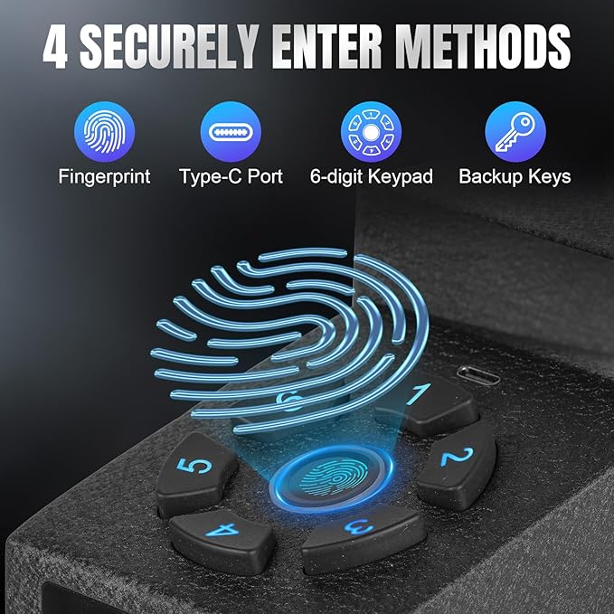 Gun Safe for Handgun, Drop Down Biometric Pistol Safe, 3 Ways Quick Access - Image 2