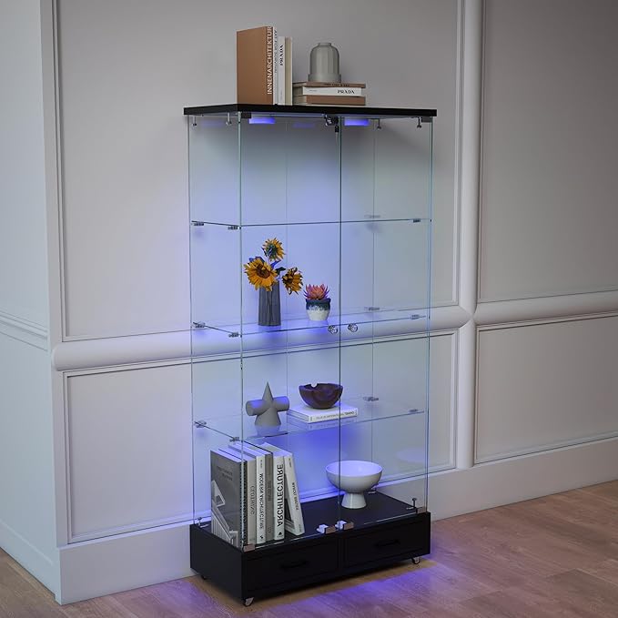 Yoluckea 4-Tier Glass Display Cabinet - Image 9