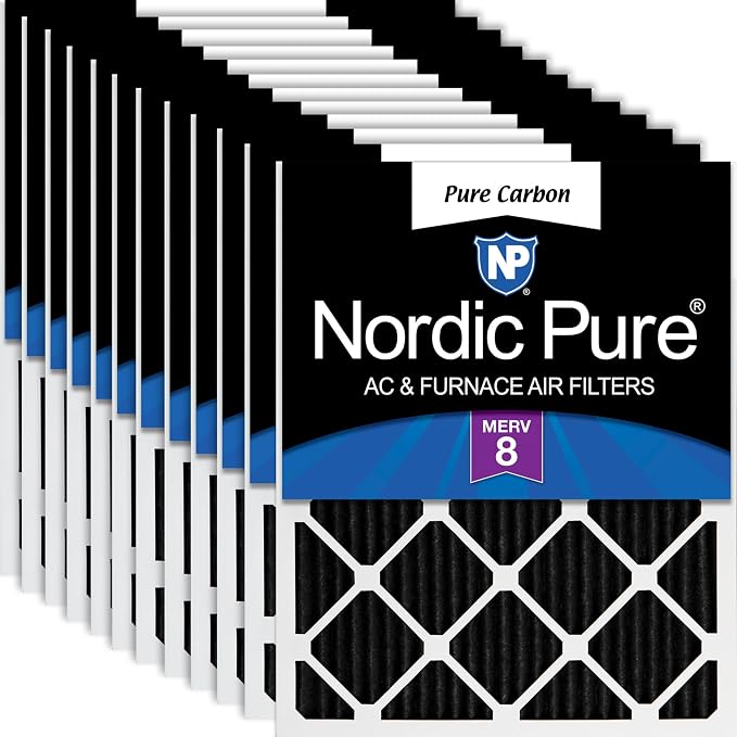 Nordic Pure 12x24x1 Pleated MERV 8 Pure Carbon Air Filters 12 Pack | Actual by NordicPure