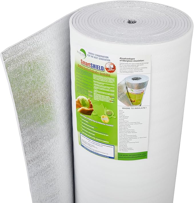 SmartSHIELD -10mm 48" x 25ft R20 Reflective Insulation roll, Foam Core Radiant by INSULATIONMARKETPLACE
