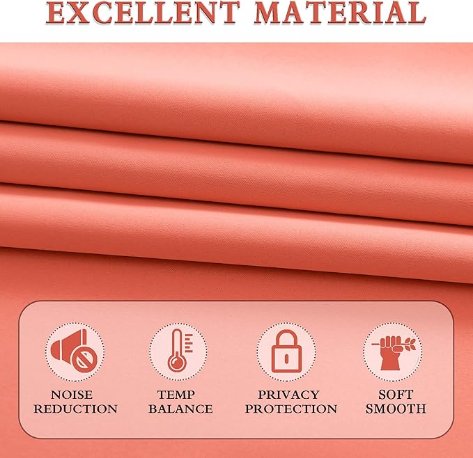 DONREN Coral Room Darkening Curtain Panels - Image 5