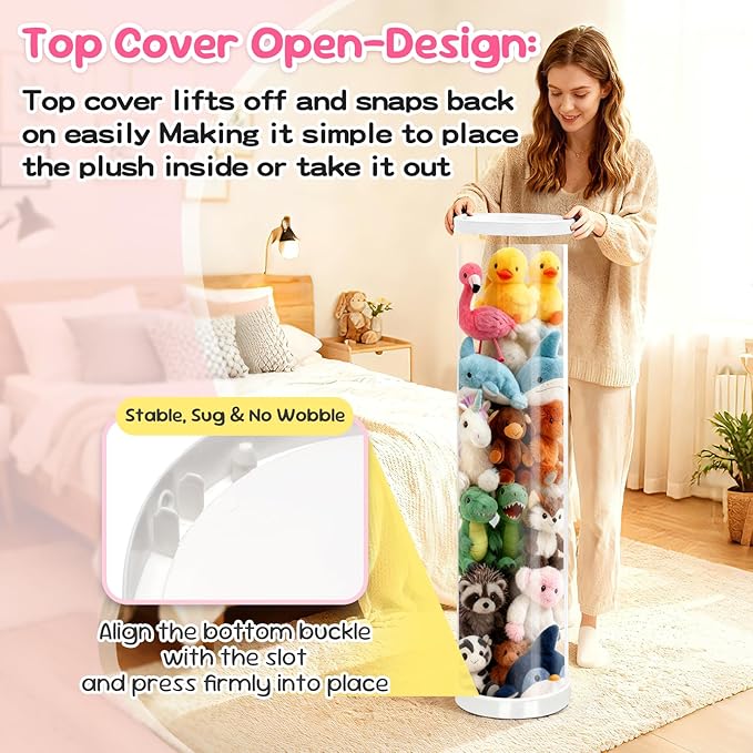 Stuffed Animal Storage Tube, 47x11 Inch Large Capacity Toy Storage Organizer - Image 6