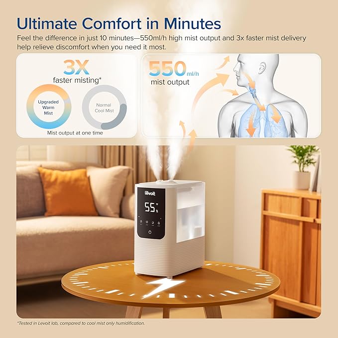 LEVOIT Humidifiers for Bedroom Home, Smart Warm and Cool Mist AirHumidifier for - Image 3
