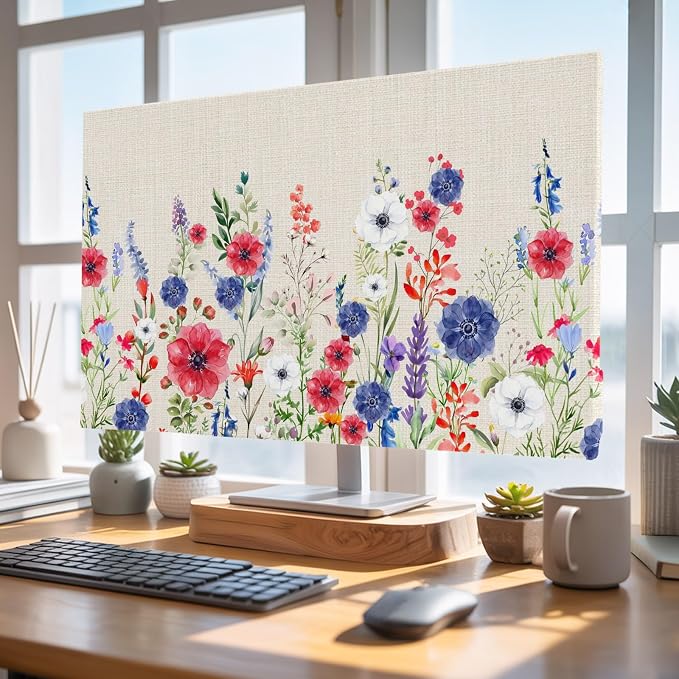 Natural Garden Poppy Wildflowers Indoor TV Cover, Elastic TV Screen Protector - Image 5