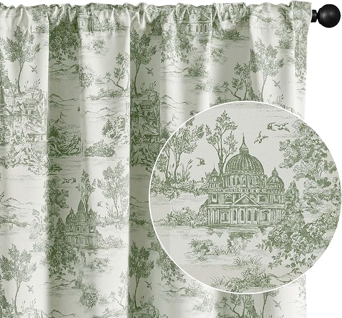 jinchan 95% Blackout Toile Curtains by JINCHAN