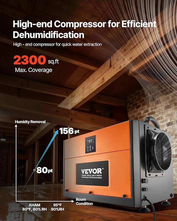 VEVOR 156 Pints Commercial Dehumidifier - Image 2