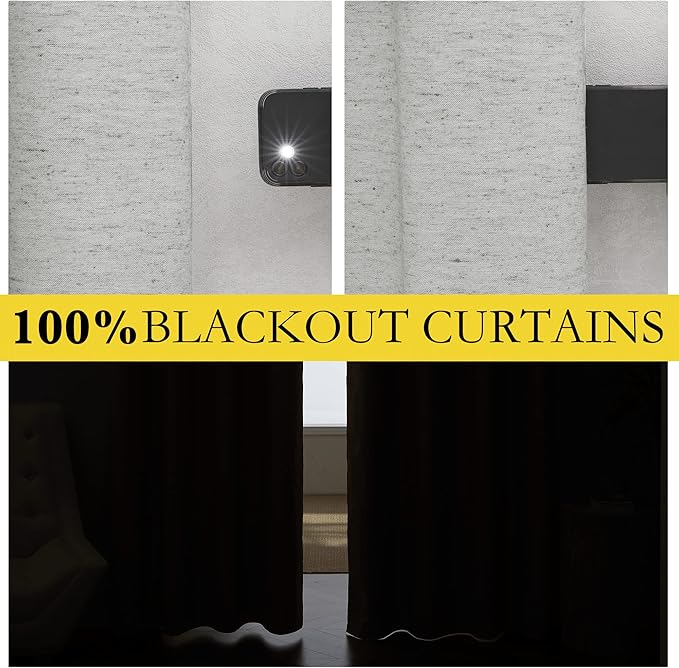 NICETOWN Grey 100% Blackout Curtain Panels, Thermal Insulated White Thermal - Image 2