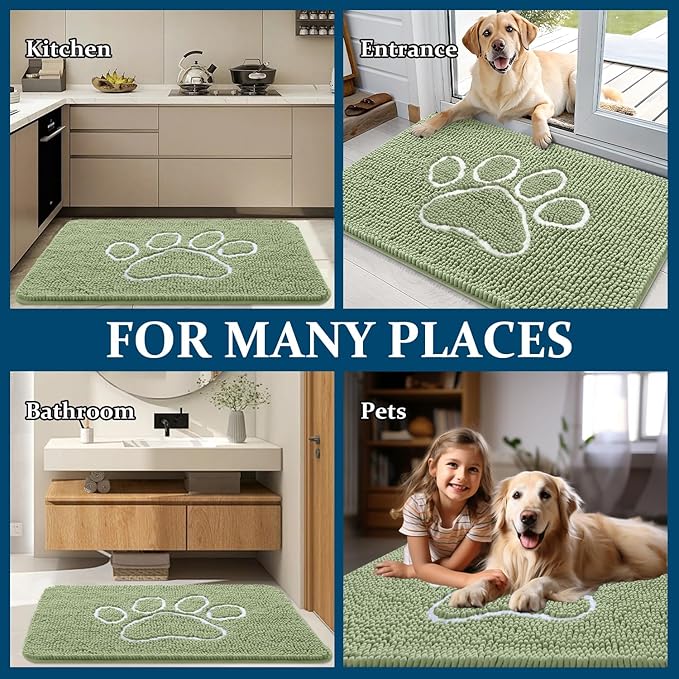 OLANLY Dog Door Mat for Muddy Paws 36x24, Paw Print Design, Absorbs Moisture - Image 8