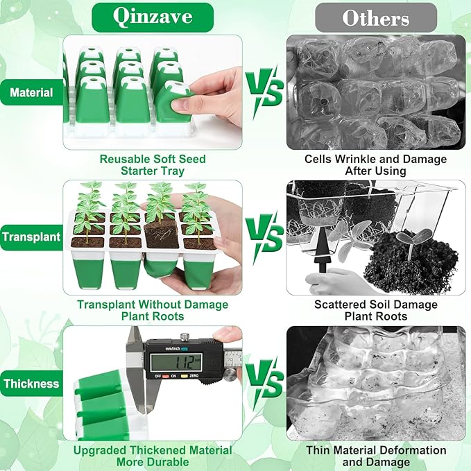 Reusable Silicone Seed Starter Tray, 60 Cells Seed Starter Kit - Image 2