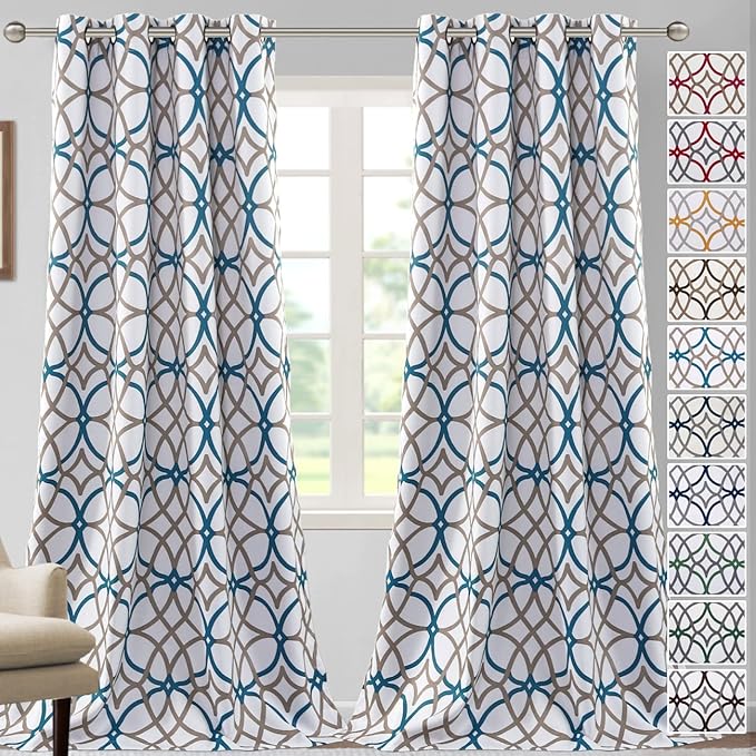 H.VERSAILTEX Blackout Curtains Printed Design 96 Inch Length 2 Panels Set by HVERSAILTEX