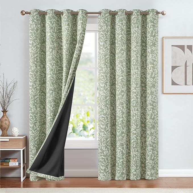Vangao Sage Green 100% Blackout Curtains 84 Inches Long - Image 2