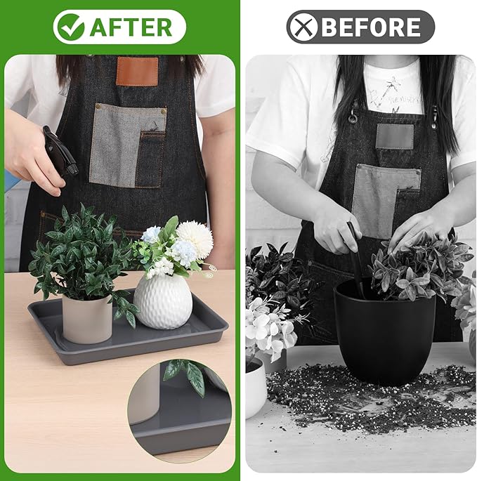 GREANER Grey Plastic Trays 11 Inch, UV Resistant Plant Pot Saucers - Image 5