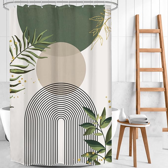 Stall Small Boho Shower Curtain 48Wx72H Rv Sage Green Modern Bohemian Abstract by MitpokBrand