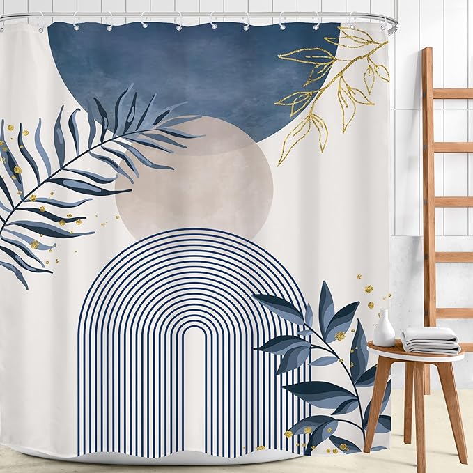 Blue Gray Boho Shower Curtain 72Wx84H Extra Long Dusty Blue Modern Bohemian - Image 2