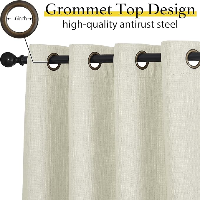 NICETOWN Natural Linen Room Darkening Curtain Valances for, Grommet Faux Linen - Image 3