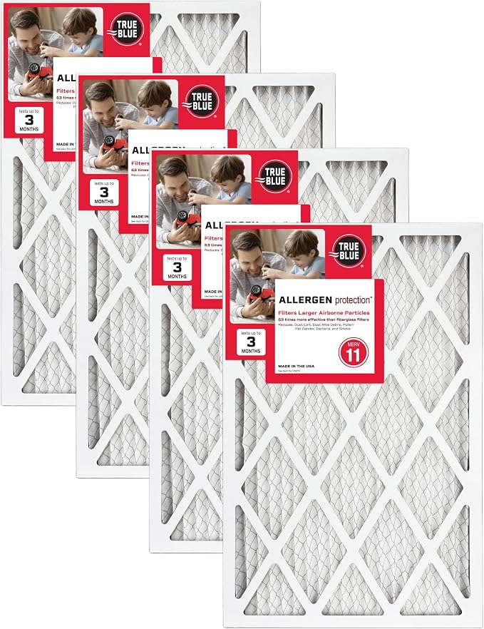 True Blue 12x12x1 MERV 11 Allergen Air Filter | Electrostatic Pleated HVAC by TRUEBLUE