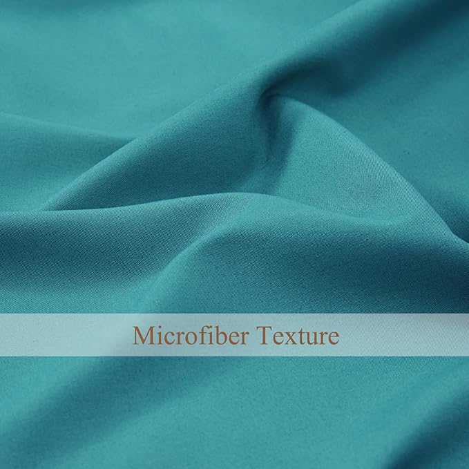 L.Z.E Non-See-Through Privacy Curtains 63 Inch Length 2 Panels Set, Teal Light - Image 7