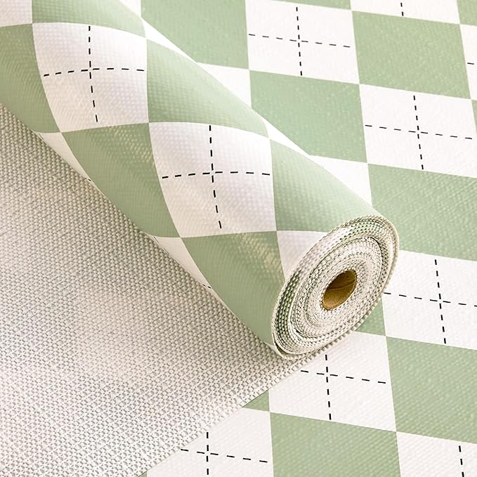 Sage Green Shelf Liner for Kitchen Cabinets 18" x 360" Non-Adhesive Non-Slip by MIAONET